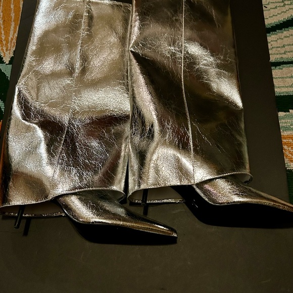 ZARA METALLIC GAITER BOOTS size 39. Size 8 US. New - Picture 7 of 9